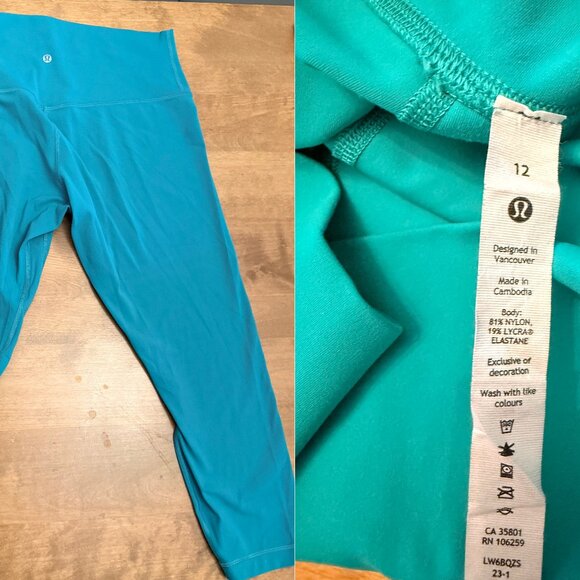 lululemon Align High-Rise Lined Crop 23" Leggings Maldives Green Size 12 - Picture 2 of 2